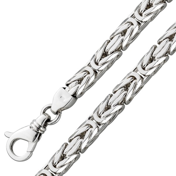 Halskette – Königskette 69cm quadratisch 8-fach diamantierte Sterling Silber 925 Herrenkette schwere Ausführung