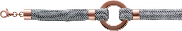 Trendiges Armband 19cm+2cm Verlängerung aus echtem Silber Sterlingsilber 925/- und Rosévergoldung mit einem Zwischenteil. Das Armband ist poliert und hat einen stabilen Karabinerverschluss. Durchmesser Zwischenteil ca. 26mm, Stärke Armband ca. 6,3mm. Ein