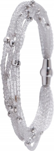 Armband/Collier 20cm/42cm/47cm aus Silber Sterlingsilber 925/-, poliert, 6-reihig, Durchmesser je 2mm, mit funkelnden Beads als Zwischenteile. Trendige Armkette mit sicherem Magnetverschluss zum Niedrigpreis aus dem Hause Abramowicz – die Nr. 1 für Gold,