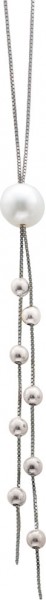 Collier 48cm lang mit einerweissen suesswasserzuchtperle und beads aus Silber Sterlingsilber 925/, poliert mit Karabinerverschluss