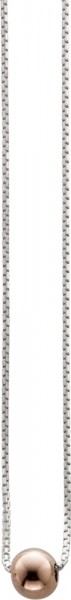 Collier in Silber Sterlingsilber 925/-, rhodiniert, in 40 cm 45 cm + 4 cm Verlängerung, bewegliche Kugel rosévergoldet