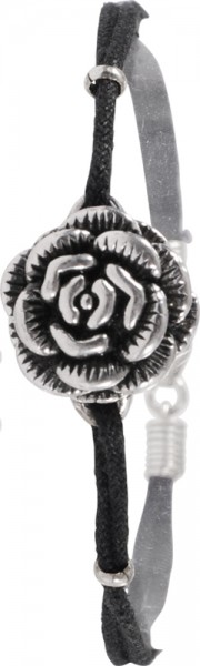Armband in Silber Sterlingsilber 925/-, doppeltes Textilband 18,5cm  Rose geschwärzt