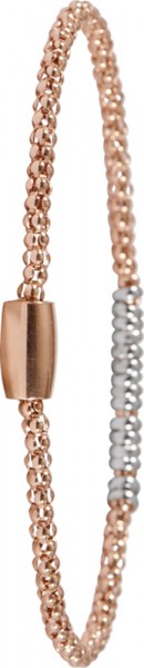Armband Popcornmuster in Silber Sterlingsilber 925/- rosévergoldet 19 cm bewegliche Elemente rhodiniert