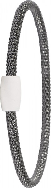 Armband Silber Sterlingsilber 925/- poliert schwarz rutheniert, weißer Magnetverschluss 19mm