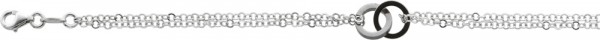 Armband 19cm / Collier 43cm in Silber Sterlingsilber 925/-schwarz rutheniert, 2 Ringe ineinander vergoldet