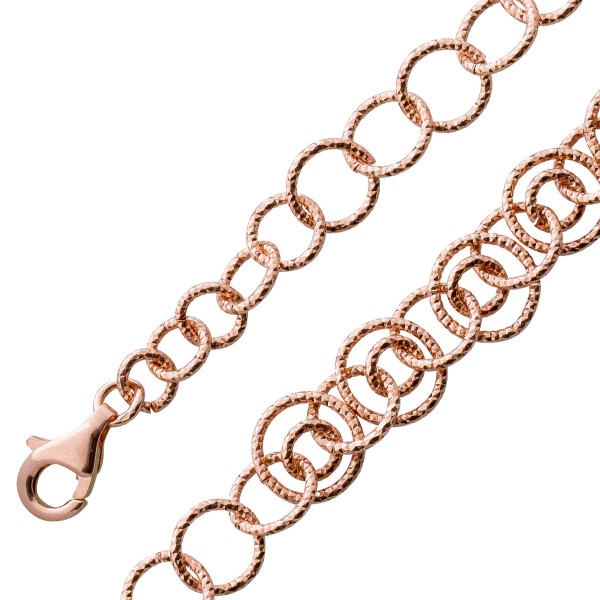 Armband / Collier Silber Sterling 925 runde Kettenglieder rosévergoldet beweglich