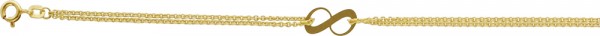 Collier 2-reihig Ankerkette in Silber Sterlingsilber 925/-, vergoldet  mit Unendlichkeitssymbol 17 cm 42cm erhältlich