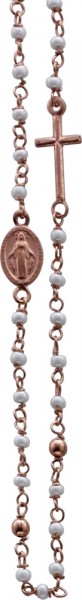 Perlenkette – Rosenkranz Perlencollier in Silber Sterlingsilber 925/-, rosévergoldet, in 45cm + 4,5cm Verlängerungskette, mit weissen Perlen