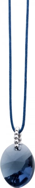 Kette 43+7cm Verlängerungin Silber Sterlingsilber 925/-Textilband blau mitSwarovski Elements Anhänger