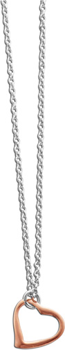 Collier in Silber Sterlingsilber 925/- mit Herzanhänger,   45 + 5 cm lang