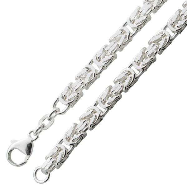 Königskette 5mm Herrenkette Halskette Armband rechteckig massiv Silberkette Silber 925  rhodiniert