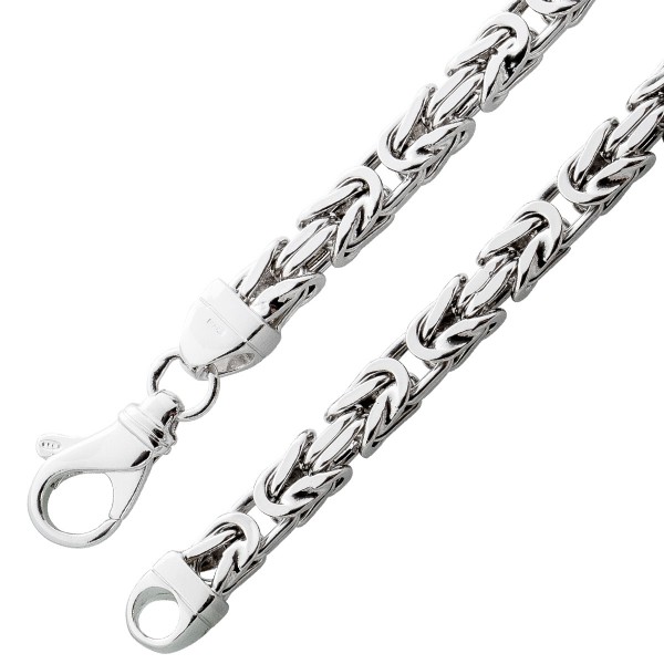Herrenkette Königskette 5mm halbmassiv rechteckig Silberkette Silberarmband Halskette Armband Sterling Silber 925 rhodiniert
