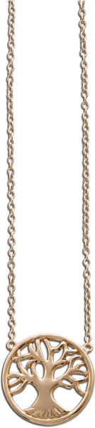 Collier 925er Sterling Silber rosevergoldet Lebensbaum-Anhänger 42+5cm