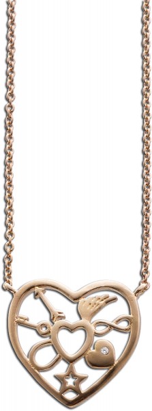 Kette Collier Sterling Silber 925 rosévergoldet mit Herzanhänger und Zirkonia