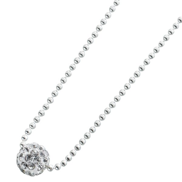 Runde Kristallkugelkette Halskette Sterling Silber 925/-