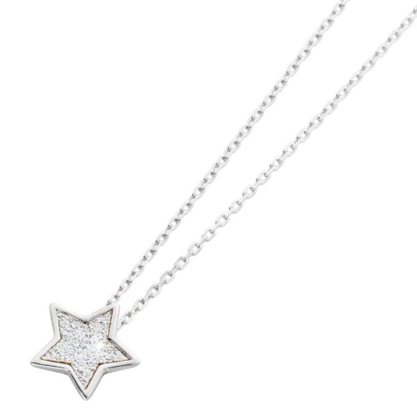 Stern Anhängerkette Halskette Kinderkette Sternkette Silber 925 Glitzeranhänger