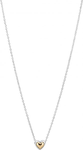 Pandora Moments SALE Halskette Mit Anhänger 399399C00-45 Domed Golden Heart Collier Silber 925 Gold 14 Karat