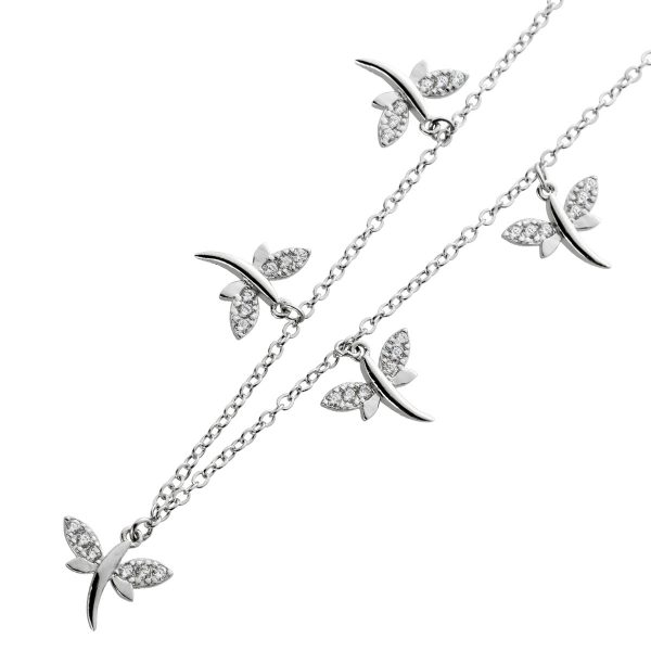 Chocker Kinderkette Silber 925 Libellen weiße Zirkonia