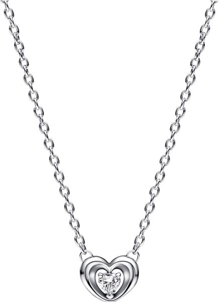 Pandora Halskette mit Anhänger Radiant Heart & Floating Stone 392494C01 Silber 925 Zirkonia