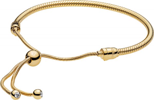 PANDORA Shine Armband 568640C01 Sliding Bracelet klare Zirkonia Silber 925 vergoldet 18kt Zugband 28cm Länge