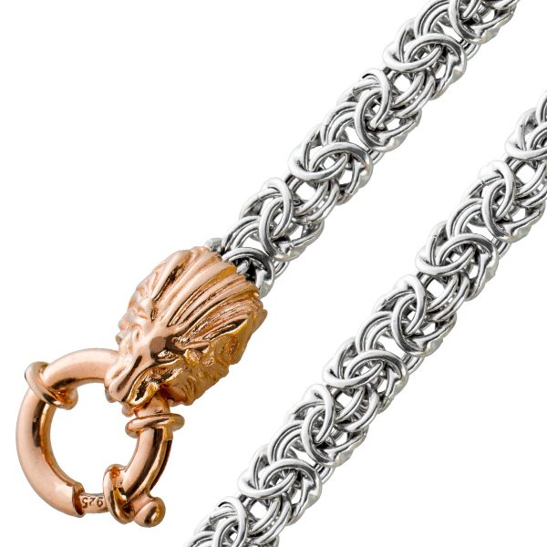Löwenkopf Armband Königskette Silber 925 teilsrose vergoldet