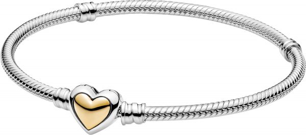 Pandora Moments Armband 599380C00 Domed Golden Heart Clasp Silber 925 Gold 14 Karat