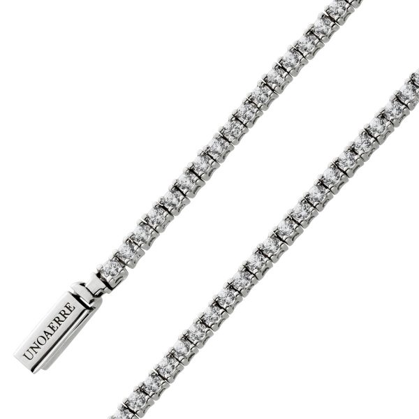 UnoAErre Riviere Tennis Armband Silber 925 60 Zirkonia Kastenverschluss Breite 2,7mm