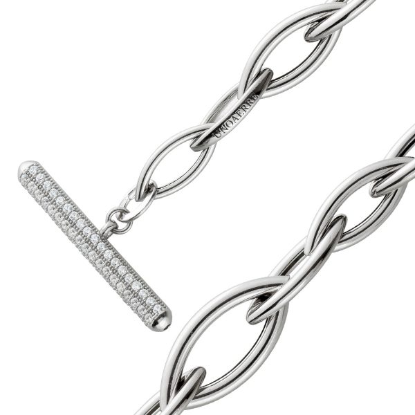 UnoAErre Gliederarmband Silber 925 Knebelverschluss 100 Zirkonia Breite 8-13mm 20cm