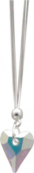 Traumhaftes 2- reihiges Collier 42 cm lang, verziert mit einem funkelnden Ice Crystal Herzanhänger aus echtem Silber Sterlingsilber 925/-. Rhodiniert und hochglanzpoliert mit stabilem Karabinerverschluss. Maße Herz ca. 12×15 mm im absoluten Topdesign. Ein