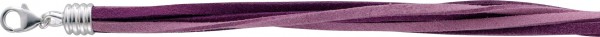 Weiches, flieder und violettfarbenes mehrreihiges Lederband 18,5+3cm Verlängerung mit stabilem Karabinerverschluss aus echtem Silber Sterlingsilber 925/-, rhodiniert und poliert. Breite ca. 7mm.Sehr edel in der Verarbeitung in Premiumqualität von ABRAMOWI
