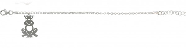 Kinderarmband Frosch-König 14+3 cm Verlängerung aus echtem Silber Sterlingsilber 925/-, rhodiniert und poliert mit stabilem Karabinerverschluss. Siehe hierzu auch unseren passenden Ohrschmuck. Abramowicz, die feine Juweliersqualität seit 1949 in Stuttga